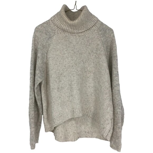 John + Jenn Light Grey Raglan-style Mixed Knit Boxy Turtleneck size M - Picture 1 of 14